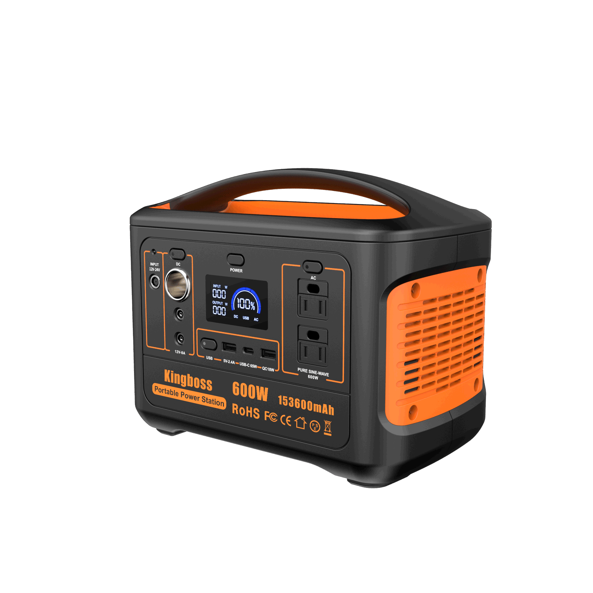 Portable Power Station 110V/600W 568Wh Lithium Battery Pure Sine Wave AC Outlet DC USB Solar Generator Supply for Emergency Outdoor Travel Camping Fishing Hunting CPAP Doba